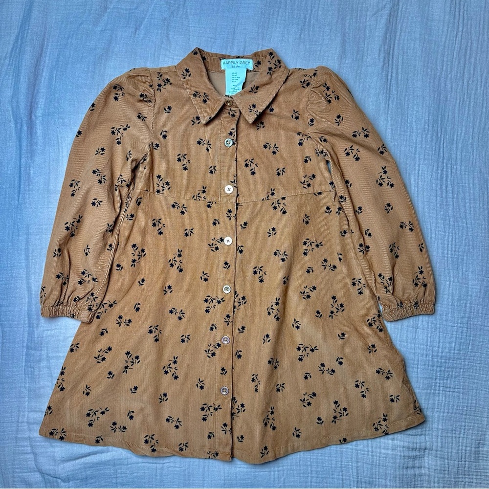 Happily Grey kids toddler floral corduroy fall dress, size 4T